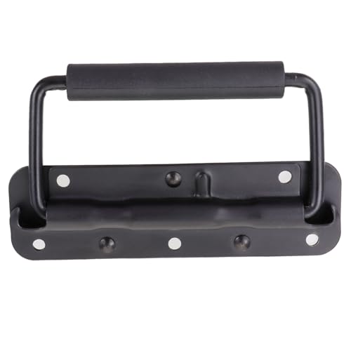 WOONEKY 2 Stück Federklappgriffe Schwarz Verschleißfest Rostfrei Klappgriff für Werkzeugkasten Koffer Schrankschubladen Industrieboxen Einfach zu Montieren Ohne Schrauben von WOONEKY