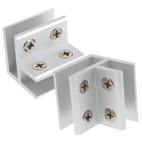 WOONEKY 2 Stück Glas klemmhalter aus Aluminiumlegierung Möbelstütze Rutschfeste Gummiauflage Rostfrei für Rahmenlose Glasplatten Geländer Vitrinen Schränke von WOONEKY