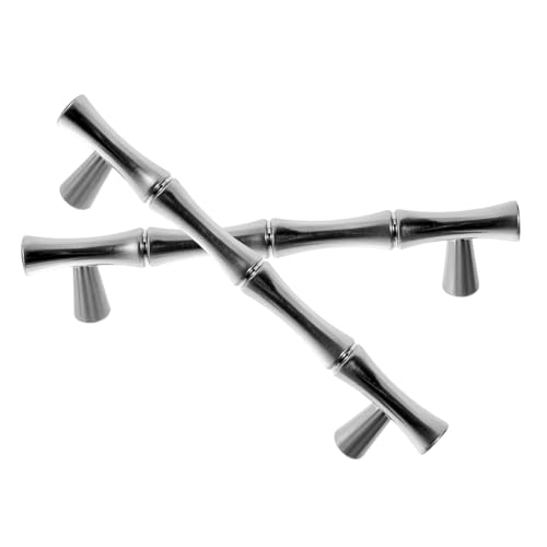 WOONEKY 2 Stück Metall Möbelgriffe Modern Schrankgriffe mit Naturholz Design Edelstahloptik für Küchenschränke und Kleiderschränke Praktische Robuste Türgriffe mit Glatter Oberfläche von WOONEKY