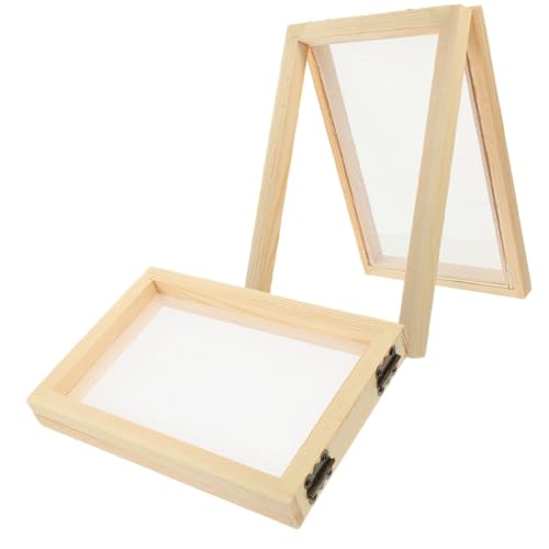 WOONEKY 2 Stück Papierherstellungsrahmen aus Holz DIY Schöpfrahmen mit Robustem Filternetz Sicher und Einfach zu Bedienen Fördert Kreativität und Umweltbewusstsein für kreative Freizeit von WOONEKY