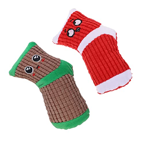 WOONEKY 2 Stück Plüsch Kauspielzeug für Hunde Quietschendes Bissfestes aus Weichem Plüsch Interaktives Beißspielzeug zur Zahnreinigung und Beschäftigung Farblich Sortiert von WOONEKY