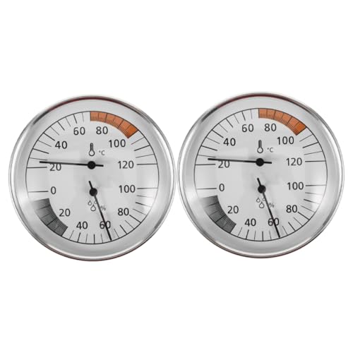 WOONEKY 2 Stück Saunatemperatur- Und Feuchtigkeitsmesser Innenfeuchtigkeitstemperaturmonitor Temperaturanzeige in Der Innenrunde Dampfbaumthermometer Hygrometer Weiß Rostfreier von WOONEKY