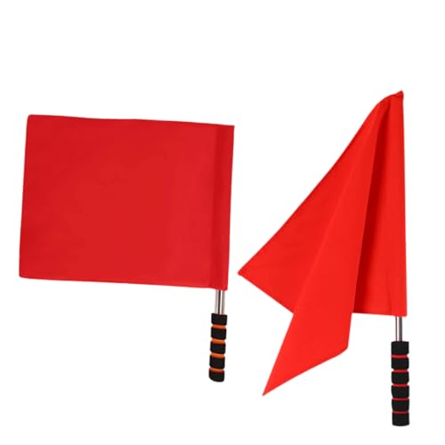WOONEKY 2 Stück Schiedsrichterflaggen Rot Handheld Signalflaggen für Sportveranstaltungen Leicht Tragbar mit Komfortablem Griff für Volleyball und Training von WOONEKY