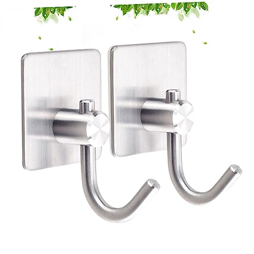 WOONEKY 2 Stück Selbstklebende Haken Robuste Wandhaken für Handtücher Kleidung Taschen Bohrfreie Montage für Küche Badezimmer WOONEKY 2 Stück Selbstklebende Haken Robuste Wandhaken für Handtücher Kleidung Taschen Bohrfreie Montage für Küche Badezimmer von WOONEKY