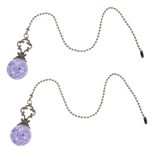 WOONEKY 2 Stück Teiliges Deckenventilator Zugkettenset Eisriss-kristallanhänger in Purpur Dekorative Zugkette für Lichtschalter Einfache Montage Vielseitig für Lampensteuerung von WOONEKY