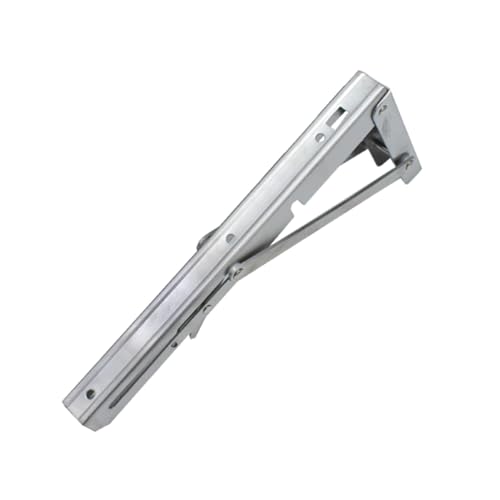 WOONEKY 2 Stück Teiliges Edelstahl Dreieck Klapphalter Regalträger Wandstütze Schwerlast Klappbar Platzsparend für Tisch und Wandregal Gebürstet Silber Stabile Wandbefestigung von WOONEKY