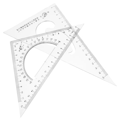 WOONEKY 2 Stück Teiliges Transparentes Dreieckslineal set mit Winkelmesser Präzise Winkel Zeichenlineale für Designstudenten Architekturzeichnung und Technische Messungen WOONEKY 2 Stück Teiliges Transparentes Dreieckslineal set mit Winkelmesser Präzise Winkel Zeichenlineale für Designstudenten Architekturzeichnung und Technische Messungen von WOONEKY