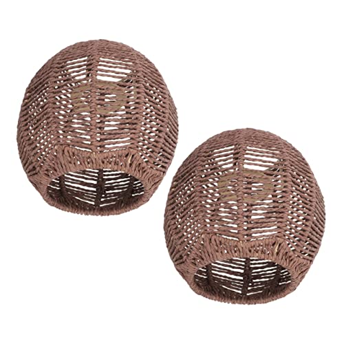 WOONEKY 2 Stück Woven Lampenschirm für Pendelleuchten Rustikale Hängelampe im Vintage Stil Dekorativer Lampenschirm für Schlafzimmer Wohnzimmer Restaurant und Hotel von WOONEKY
