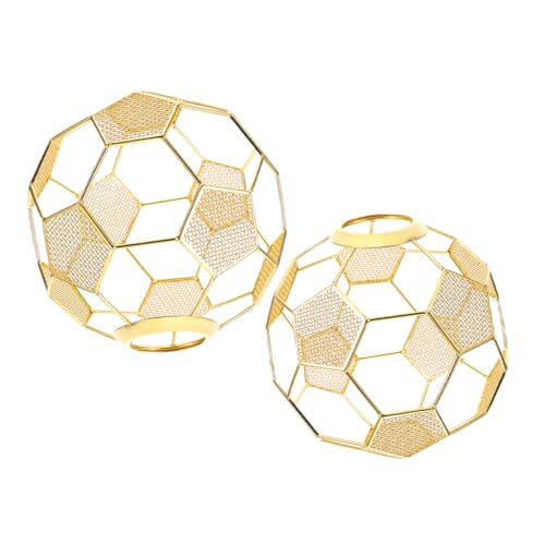 WOONEKY 2 Stücke Fußball Lampenschirm Metall Käfig Lampenschirm für Pendelleuchte Dekorative Leuchte für Wohnzimmer und Bar Vintage Stil mit Elektroplattierter Oberfläche von WOONEKY