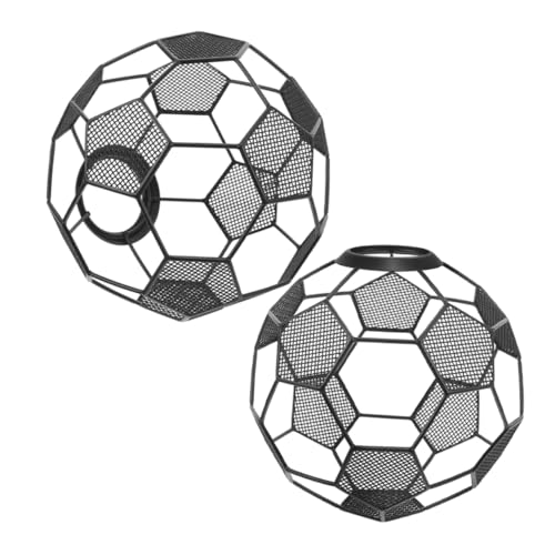 WOONEKY 2 Stücke Fußball Lampenschirm Metallkäfig Pendelleuchte Ersatz Lampenschirm für Wohnzimmer und Bar Dekorative Hängelampe mit Weichem Licht und Robustem Design von WOONEKY