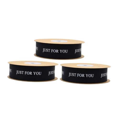 WOONEKY 3 Rollen Schwarze Hochzeitssatinbänder Langlebiges Geschenkband mit Eleganter Grobstruktur Vielseitig für DIY Deko Blumenarrangements und Nähprojekte für Hochzeits und von WOONEKY