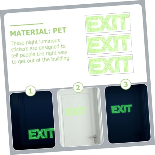 WOONEKY 3 Stück Nachtleuchtende Exit Wandaufkleber Selbstklebend Leuchtende Fluchtweg Richtungsindikatoren für Wand Tür Boden Wetterfest Für Lager Schule Büro Glatte Oberflächen Wie Glas von WOONEKY