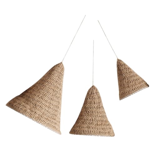 WOONEKY 3 Stück Teiliges Boho Makramee Lampenschirm aus Handgewebtem Baumwoll Leinen Dekorative Pendelleuchten Lampenschirme für Wohnzimmer Atmungsaktive Natürliche Lichtstreuung Stilvolle von WOONEKY