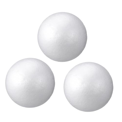 WOONEKY 3 Stück Weiße Schaumstoffbälle DIY Bastelmaterial Rund Deko Kugeln Polystyrol Fest Weihnachtsdekoration Kreativprojekt für Kindergarten und Zuhause von WOONEKY