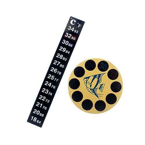 WOONEKY 3 Stücke Aquarium Thermometer Tragbares Selbstklebendes Temperaturmessgerät für Fischtank Runder und Länglicher Patch Thermometer für Aquarienzubehör und Heimgebrauch von WOONEKY