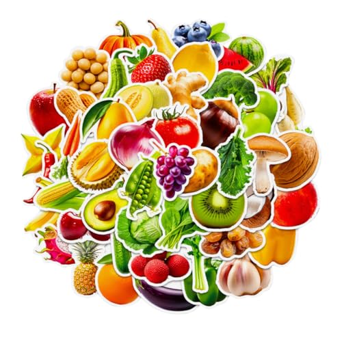 WOONEKY 300 Blatt Realistische Obst und Gemüseaufkleber für Bunte Food Sticker und Lehrer Labels Kreative DIY Bastelsticker für Schule Scrapbooking und Garten Themen von WOONEKY
