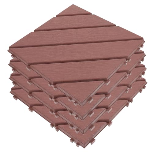 WOONEKY 4 Stück Interlocking Deck Fliesen Wetterfeste Balkon Bodenbeläge Kunststoff Holzoptik für Terrasse Garten Außenbereich Einfache Installation ohne Werkzeug WOONEKY 4 Stück Interlocking Deck Fliesen Wetterfeste Balkon Bodenbeläge Kunststoff Holzoptik für Terrasse Garten Außenbereich Einfache Installation ohne Werkzeug von WOONEKY