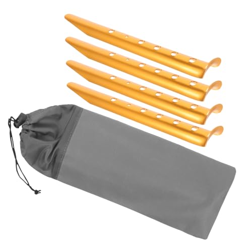 WOONEKY 4 Stück Outdoor Aluminium Zeltpflöcke Sandfest Robust und Leicht mit Tragetasche Metall Erdanker für Camping Strand Zelte Pavillons und Gartendekorationen von WOONEKY