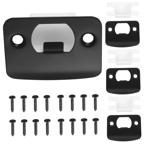 WOONEKY 4 Stück Türsicherheitsplatten Teilig Metallischer Oberfläche Präzise Gefertigte Deadbolt Abdeckungen für Türfallen Verstärkte Türverstärkung Langlebiger Schutz für Hauseingänge von WOONEKY