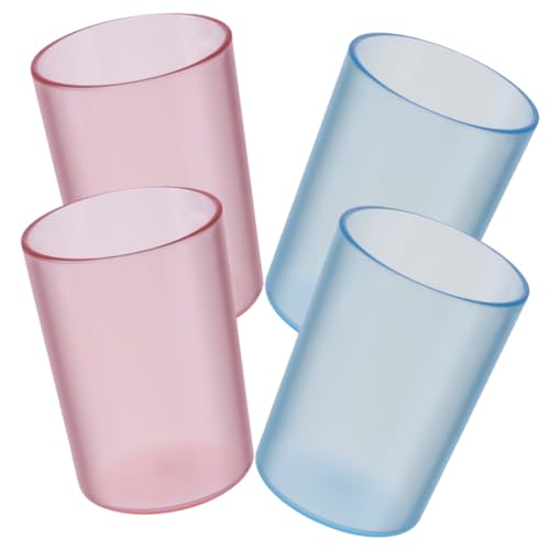 WOONEKY 4Stücke Badezimmerbecher Transparentes Zahnbürstenhalter aus Robustem für Mundwasser und Trinkbecher für Zuhause Spülmaschinenfest Farben von WOONEKY