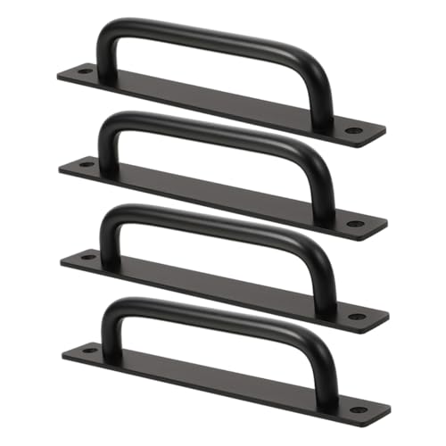 WOONEKY 4er Set Teiliges Schwarzer Aluminiumlegierungs Türgriffe Matte Oberfläche Ergonomisch Geformt Verschleißfest für Schiebetüren Scheunentore und Vielseitige Innen und Außeneinsätze von WOONEKY