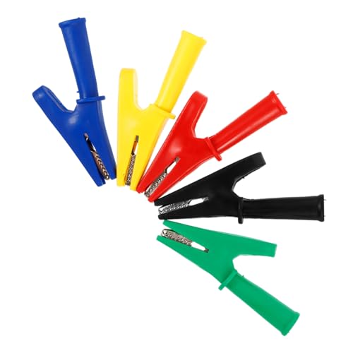 WOONEKY 5 Stück Teiliges Isolierte Alligator klemmen aus Reinem Kupfer Stromkabel Prüfclips mit Buchse in Rot Schwarz Gelb Grün Blau für Elektrische Messungen von WOONEKY