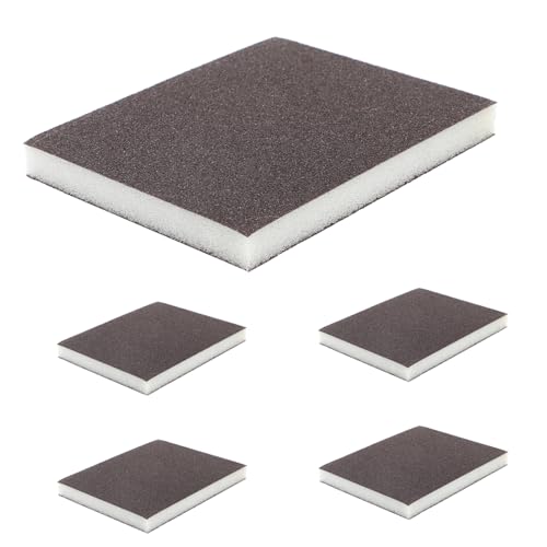 WOONEKY 5 Stück Teiliges Körnung Doppelseitiger Flexibler Schleifklotz aus Schwamm Handliches Schleifpapierpad für Möbel Holz Polieren und Feines Schleifen von WOONEKY