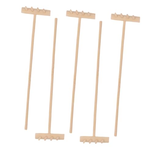 WOONEKY 5 Stück Teiliges Mini Sandkasten Rechen Set Tragbare Zen Garten Tischdekoration Kleine Gartenwerkzeuge für Sandtisch und Landschaftsbau Multifunktionale Miniatur Rechen für von WOONEKY