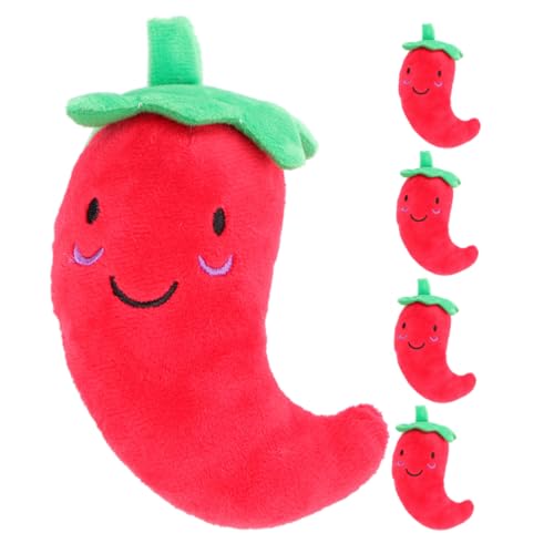 WOONEKY 5 Stück Teiliges Plüsch Hundespielzeug mit Quietscher Chili Pfeffer Form Robust zum Kauen Interaktives Trainingsspielzeug für Welpen Leicht zu Reinigen für Drinnen und Draußen WOONEKY 5 Stück Teiliges Plüsch Hundespielzeug mit Quietscher Chili Pfeffer Form Robust zum Kauen Interaktives Trainingsspielzeug für Welpen Leicht zu Reinigen für Drinnen und Draußen von WOONEKY