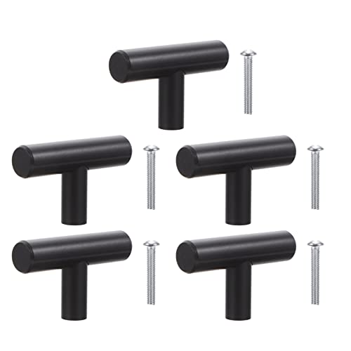 WOONEKY 5 Stück Teiliges T Förmiger Schrankgriff Moderne Möbelgriffe Schwarz für Küchenschränke und Stilvolle Hardware für Ihr Zuhause von WOONEKY