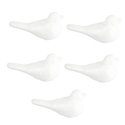 WOONEKY 5 Stück Teiliges Weihnachts Dekorationsset mit Weißen Schaumstoff Vogelmotiven DIY Bastelset für Sichere Bastelfiguren in Vogel Form für Familienzeit und Ornamentgestaltung von WOONEKY