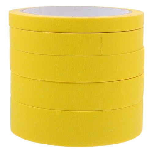 WOONEKY 5Rollen Maskierungsband für Autolackierung Einseitiges Klebeband Papier Maskierungstape Abnehmbar für DIY Projekte und Malerarbeiten von WOONEKY