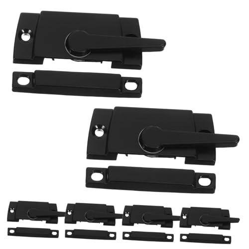 WOONEKY 6 Sätze Fenster-schloss für Schiebefenster Retro-mondgriff-fensterschloss aus Schwarzem Kunststoff Rechts Mittiges Einfache Bedienung Anti-diebstahl-schnappverschluss für Innen von WOONEKY