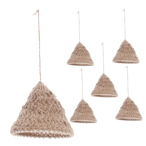 WOONEKY 6 Stück Boho Lampenschirme Nordic Handgewebt Hängend Woven Rope Lamp Shade Kreativ Vintage Pendelleuchte für Wohnzimmer Schlafzimmer von WOONEKY
