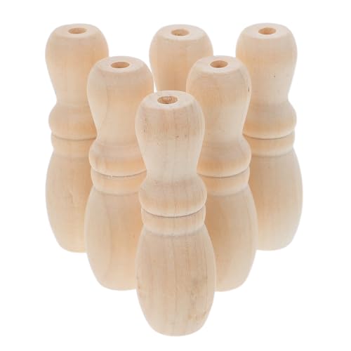WOONEKY 6 Stück Holz Schnur Quasten Vase Form Holz Zugknöpfe für Fensterläden Dekorative Holzvorhang Zugenden Robuste und Vielseitige Jalousien Zubehörteile von WOONEKY