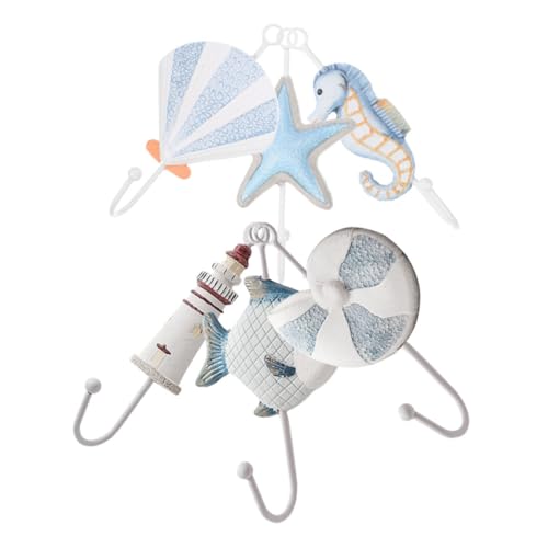 WOONEKY 6 Stück Teiliges Resin Wandhaken Mediterraner Stil Dekorative Kleider und Handtuchhaken Robuste Schlüsselhalter für Bad Schlafzimmer Küche Vielseitige Wandaufhängung von WOONEKY