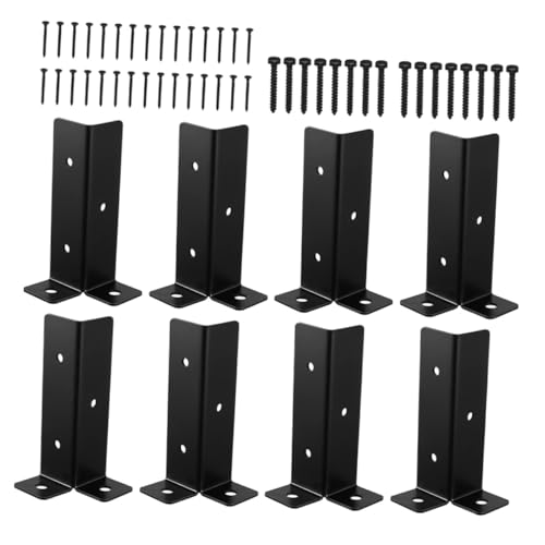 WOONEKY 8 Sätze Pfostenträger aus Eisen Wetterfeste Pfostenhalterungen für Holzgeländer Stabile Basis für Pergola und Gartenpavillon Einfache Installation Rostbeständig für Außenbereich von WOONEKY