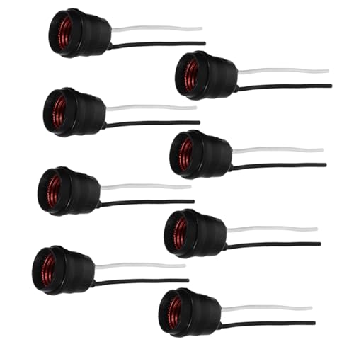 WOONEKY 8 Stück Schraub-fassung Schwarz Lampenfassung mit Kabel Regenfeste Außenlampenhalterung Flexibler Soft-material Sockel für Badezimmer Garten Küche Schnell Installation von WOONEKY