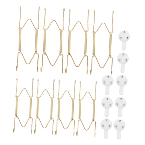 WOONEKY 8 Stück Teiliges Metall Federhaken für Dekorative Wandplatten Robuste Halterungen für Teller Installieren für Zuhause und Küchendekoration von WOONEKY