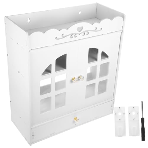 WOONEKY Badezimmer Wandhängeschrank mit Doppeltür Stauraum Organizer für Kosmetik und Toilettenartikel Staubgeschützt Platzsparend Langlebig zur Badaufbewahrung und Organisation von WOONEKY