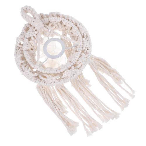 WOONEKY Boho Macrame Lampenschirm Handgewebt Leichter Pendelleuchten Schirm Dekorativer Kleiner Tischlampenschirm Einfach Installierbar für Wohnzimmer Büro Schlafzimmer Kinderzimmer von WOONEKY
