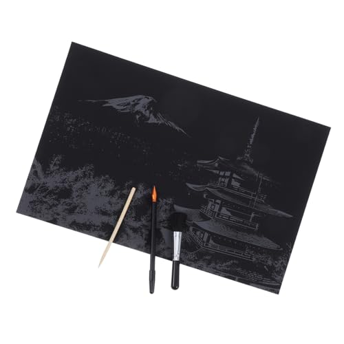 WOONEKY DIY Kratzbild Teilig mit Japanischem Fuji Nachtlandschaft Kratzzeichnung Papier Vergoldetem Kratzstift und Schwarzem Pinsel Künstlerisches Kreativset für Wanddekoration WOONEKY DIY Kratzbild Teilig mit Japanischem Fuji Nachtlandschaft Kratzzeichnung Papier Vergoldetem Kratzstift und Schwarzem Pinsel Künstlerisches Kreativset für Wanddekoration von WOONEKY
