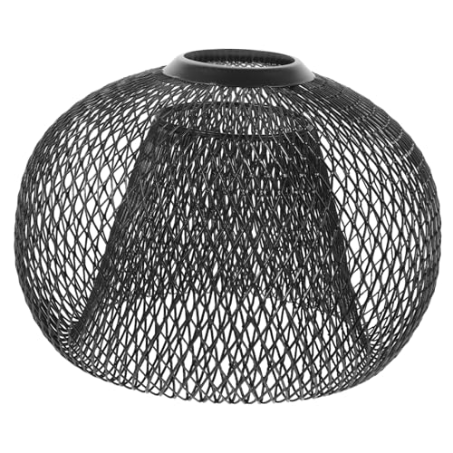 WOONEKY Eisen Drahtgitter Lampenschirm für Pendelleuchte Robustes Modernes Geometrisches Design Doppellagig Matte Schwarze Oberfläche für Wohn und Barbeleuchtung Ersatz Lampenschirm von WOONEKY