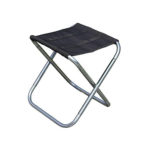 WOONEKY Faltbarer Campingstuhl Aluminiumlegierung Ultraleicht Kompakt Klappbar Tragbar für Angeln Reisen Malen BBQ Strand Outdoor Aktivitäten Kinderstuhl Schwarz Silber von WOONEKY