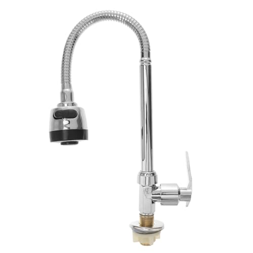WOONEKY Flexible Küchenarmatur Kaltwasserhahn mit Schwenkbarem Auslauf Drehbar Zinklegierung Rostfrei für Waschbecken und Spüle mit Flexiblem Rohr und Tropffreiem Wasserstrahl von WOONEKY