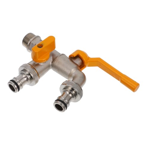 WOONEKY Frostsicherer Außen Wasserhahn aus Vollkupfer mit Doppel Auslauf Multifunktionaler Waschmaschinen und Spültischarmatur Wandmontage Geeignet für Bad Küche und Waschküche von WOONEKY
