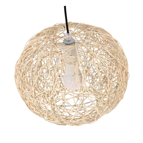 WOONEKY Hängender Lampenschirm Rattan Vintage Bamboo Lampenabdeckung für Deckenleuchten Schützender Lampenschirm für Wohnzimmer und Schlafzimmer Installieren und Augenfreundlich von WOONEKY