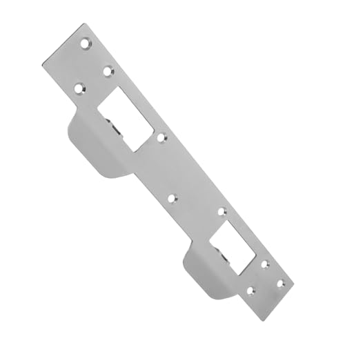 WOONEKY Heavy Duty Türschlagplatte aus Edelstahl Doppellöchrig Robuste Sicherheitsschutzverstärkung für Innen und Außentüren Einfache Montage Kompatibel mit Verschiedenen Türschlössern von WOONEKY