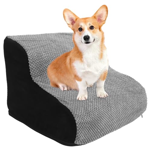 WOONEKY Hochdichte Hundetreppe mit Rutschfestem Boden Kompakte Tragbare Haustiertreppe für Kleine Hunde Sichere Steighilfe für Sofa Bett und Auto Vielseitige Haustierleiter von WOONEKY