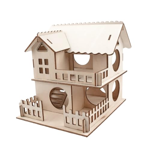 WOONEKY Holz Hamsterhaus mit Doppelter und Leiter Natürliche Hamstervilla aus Robustem Holz Atmungsaktiv und Langlebig Sicherer Rückzugsort für Kleine Haustiere DIY bemalbar und WOONEKY Holz Hamsterhaus mit Doppelter und Leiter Natürliche Hamstervilla aus Robustem Holz Atmungsaktiv und Langlebig Sicherer Rückzugsort für Kleine Haustiere DIY bemalbar und von WOONEKY